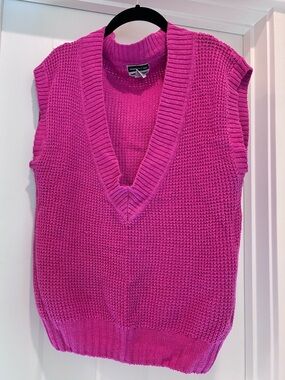 Hot Pink V-Neck Sweater Vest